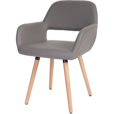 HHG Sedia Sala Da Pranzo Soggiorno Cucina 428 Ii Design Retro Legno Ecopelle Grigio HHG Sedia Sala Da Pranzo Soggiorno Cucina 428 Ii Design Retro Legno Ecopelle Grigio