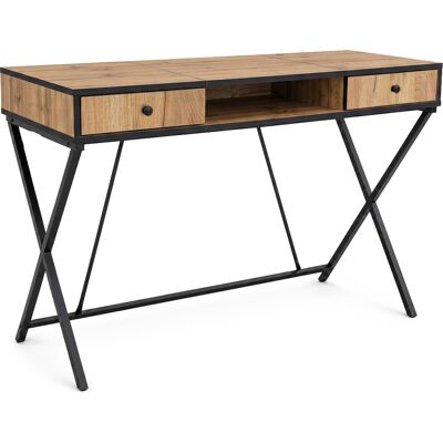AKORD Scrivania Pc Industriale Rovere Craft Crossline 120 Cm 2 Cassetti 1 Ripiano Gambe Nere AKORD Scrivania Pc Industriale Rovere Craft Crossline 120 Cm 2 Cassetti 1 Ripiano Gambe Nere