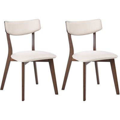 BELIANI Set Di 2 Sedie Da Pranzo Senza Braccioli Con Seduta In Tessuto Marrone E Bianco Sporco Yuma BELIANI Set Di 2 Sedie Da Pranzo Senza Braccioli Con Seduta In Tessuto Marrone E Bianco Sporco Yuma