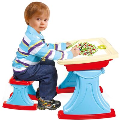 BAKAJI Banco Scuola Scrivania Celeste + Sedia Piano Ribaltabile Con Vano Porta Oggetti BAKAJI Banco Scuola Scrivania Celeste + Sedia Piano Ribaltabile Con Vano Porta Oggetti