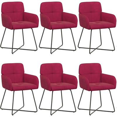 VIDAXL Sedie Da Pranzo 6 Pz Velluto Rosso Vino 59 X 56,5 X 86 Cm VIDAXL Sedie Da Pranzo 6 Pz Velluto Rosso Vino 59 X 56,5 X 86 Cm