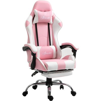 VINSETTO Sedia Gaming Ergonomica Reclinabile Con Cuscino Lombare, Rosa E Bianco VINSETTO Sedia Gaming Ergonomica Reclinabile Con Cuscino Lombare, Rosa E Bianco