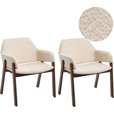 BELIANI Set Di 2 Sedie Da Pranzo In Bouclé Stile Retrò, Marrone Scuro E Beige Chiaro, Albion BELIANI Set Di 2 Sedie Da Pranzo In Bouclé Stile Retrò, Marrone Scuro E Beige Chiaro, Albion