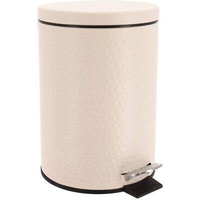 TENDANCE Cestino Dei Rifiuti In Metallo Con Effetto Martellato E Dispositivo Anticaduta Da 3 L - Avorio - TENDANCE Cestino Dei Rifiuti In Metallo Con Effetto Martellato E Dispositivo Anticaduta Da 3 L - Avorio -