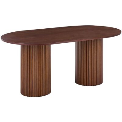 BELIANI Tavolo Da Pranzo Rustico Da Cucina Piano Ovale Gambe In Legno Di Gomma 180 X 100 Cm Legno Di Frassino Scuro Sheridan BELIANI Tavolo Da Pranzo Rustico Da Cucina Piano Ovale Gambe In Legno Di Gomma 180 X 100 Cm Legno Di Frassino Scuro Sheridan