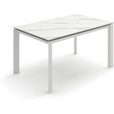 STONES Tavolo Allungabile Account 24, Top In Ceramica Marmo Calacatta Opaca, Struttura In Metallo Verniciato Bianco, Dimensioni 140/220 Cm STONES Tavolo Allungabile Account 24, Top In Ceramica Marmo Calacatta Opaca, Struttura In Metallo Verniciato Bianco, Dimensioni 140/220 Cm