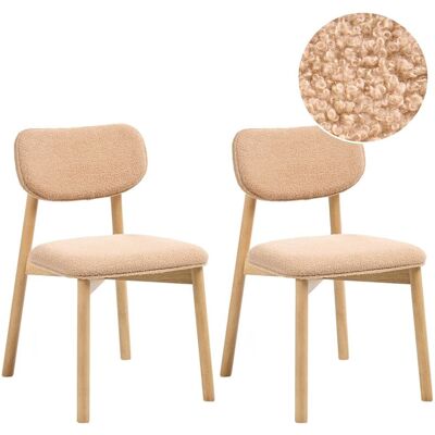 BELIANI Set Di 2 Sedie Da Pranzo Con Seduta E Schienale Imbottiti In Bouclé Struttura In Legno Di Gomma Per Sala Da Pranzo E Cucina Marrone Chiaro E Beige Mills BELIANI Set Di 2 Sedie Da Pranzo Con Seduta E Schienale Imbottiti In Bouclé Struttura In Legno Di Gomma Per Sala Da Pranzo E Cucina Marrone Chiaro E Beige Mills