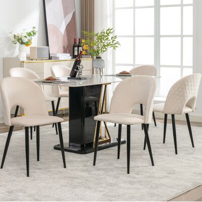 OKMYHOME Sedia Poltrona Beige Velluto Schienale Romboidale OKMYHOME Sedia Poltrona Beige Velluto Schienale Romboidale