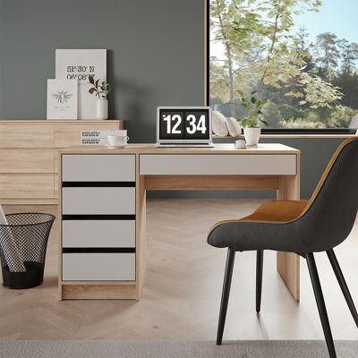 Vicco Scrivania Sherry, Sonoma/bianco, 55 X 120 Cm Con Cassetti, Vicco Scrivania Sherry, Sonoma/bianco, 55 X 120 Cm Con Cassetti,