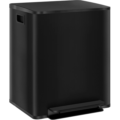 Zone Cestino Con Due Scomparti Da 25 Litri, Coperchio Con Chiusura Ammortizzata, Antimpronta, In Acciaio Inox, Nero. Zone Cestino Con Due Scomparti Da 25 Litri, Coperchio Con Chiusura Ammortizzata, Antimpronta, In Acciaio Inox, Nero.