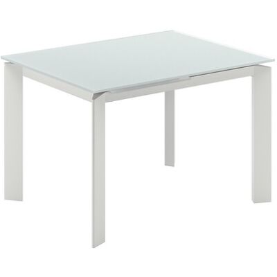STONES Tavolo Allungabile Frame Con Top In Vetro Extrawhite E Struttura In Metallo Bianco Opaco - Dimensioni 120-170x80x75 Cm - Design Moderno STONES Tavolo Allungabile Frame Con Top In Vetro Extrawhite E Struttura In Metallo Bianco Opaco - Dimensioni 120-170x80x75 Cm - Design Moderno