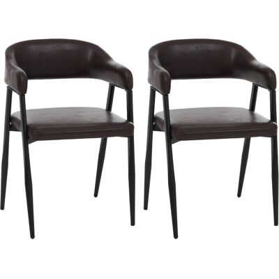 DÉCOSHOP26 Set Di 2 Sedie Da Pranzo In Stile Industriale Retrò Con Braccioli In Metallo E Rivestimento In Similpelle Marrone Scuro 040008985 DÉCOSHOP26 Set Di 2 Sedie Da Pranzo In Stile Industriale Retrò Con Braccioli In Metallo E Rivestimento In Similpelle Marrone Scuro 040008985