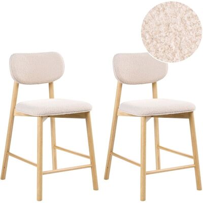 BELIANI Set Di 2 Sedie Da Pranzo In Boucle Struttura In Legno Marrone Chiaro E Beige Mills BELIANI Set Di 2 Sedie Da Pranzo In Boucle Struttura In Legno Marrone Chiaro E Beige Mills