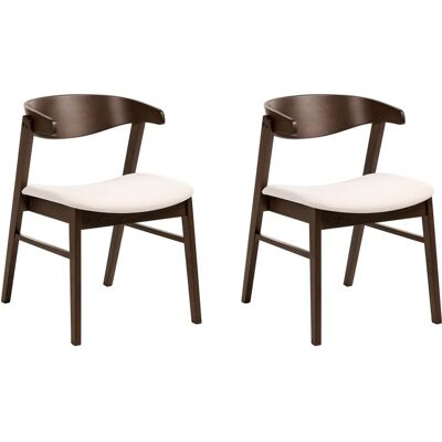 BELIANI Set Di 2 Sedie Da Pranzo In Stile Tradizionale Con Seduta Imbottita Marrone Scuro E Bianco Sporco Lilly BELIANI Set Di 2 Sedie Da Pranzo In Stile Tradizionale Con Seduta Imbottita Marrone Scuro E Bianco Sporco Lilly