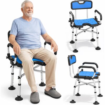 BAKAJI Sedia Sgabello Da Bagno Doccia In Alluminio Altezza Regolabile Maniglie Sicurezza BAKAJI Sedia Sgabello Da Bagno Doccia In Alluminio Altezza Regolabile Maniglie Sicurezza