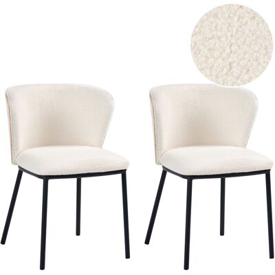 BELIANI Set Di 2 Sedie Da Pranzo In Ecopelle Con Gambe In Ferro Nero Senza Braccioli Bianco Sporco Hoskin BELIANI Set Di 2 Sedie Da Pranzo In Ecopelle Con Gambe In Ferro Nero Senza Braccioli Bianco Sporco Hoskin
