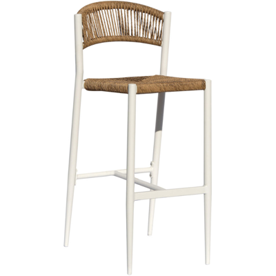 MALIGI HOME Sgabello Con Seduta E Schienale In Twist Wicker Paglia, Base Bianca Mg/violetto Paglia MALIGI HOME Sgabello Con Seduta E Schienale In Twist Wicker Paglia, Base Bianca Mg/violetto Paglia