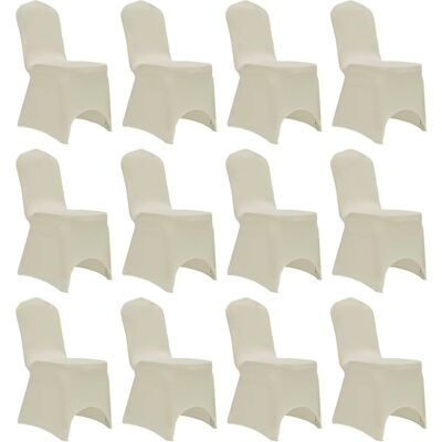 vidaXL Coperture per Sedie Elasticizzate 12 pz - Crema vidaXL Coperture per Sedie Elasticizzate 12 pz - Crema