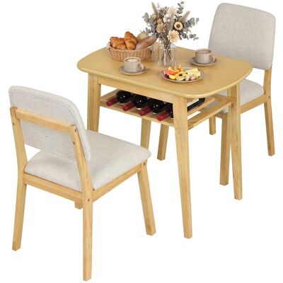 COSTWAY Set Tavolo 2 Sedie Pranzo Tavolino Salvaspazio Mobile Legno Ripiano Portabottiglie Aperto Mensola Telaio Metallo Resistente Cucina Elegante Persone Po COSTWAY Set Tavolo 2 Sedie Pranzo Tavolino Salvaspazio Mobile Legno Ripiano Portabottiglie Aperto Mensola Telaio Metallo Resistente Cucina Elegante Persone Po