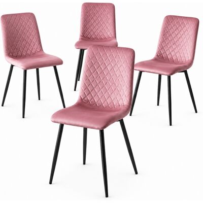 BAKAJI Set 4 Sedie Rosa Con Rivestimento In Velluto E Piedi Neri Seduta Ergonomica BAKAJI Set 4 Sedie Rosa Con Rivestimento In Velluto E Piedi Neri Seduta Ergonomica