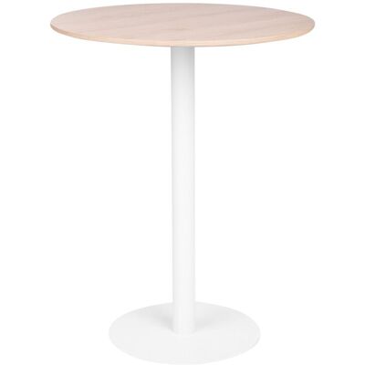 BELIANI Tavolo Da Giardino Bistrot Con Base In Metallo 80 X 80 Cm Rotondo Marrone Chiaro E Bianco Morella BELIANI Tavolo Da Giardino Bistrot Con Base In Metallo 80 X 80 Cm Rotondo Marrone Chiaro E Bianco Morella