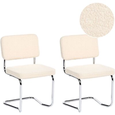 BELIANI Set Di 2 Sedie Da Pranzo Con Gambe In Ferro E Rivestimento In Bouclé Beige Chiaro Irwin BELIANI Set Di 2 Sedie Da Pranzo Con Gambe In Ferro E Rivestimento In Bouclé Beige Chiaro Irwin