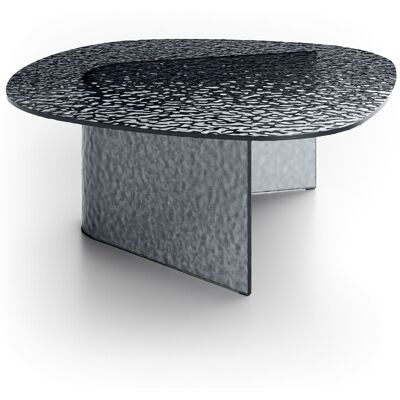 STONES Tavolino Da Salotto Fold Big - Struttura E Top In Vetro Martellato Fumé, Design Moderno Geometrico Quadrato 90x90x35 Cm - Artigianale STONES Tavolino Da Salotto Fold Big - Struttura E Top In Vetro Martellato Fumé, Design Moderno Geometrico Quadrato 90x90x35 Cm - Artigianale