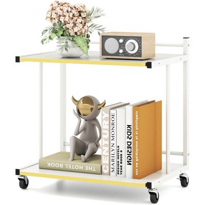 COSTWAY Tavolino Laterale Divano Salotto Caffè Ruote Rotelle Moderno Soggiorno Camera Letto Interno Laptop Basso Tavolo Elegante 2 Ripiani Livelli Legno Metal COSTWAY Tavolino Laterale Divano Salotto Caffè Ruote Rotelle Moderno Soggiorno Camera Letto Interno Laptop Basso Tavolo Elegante 2 Ripiani Livelli Legno Metal