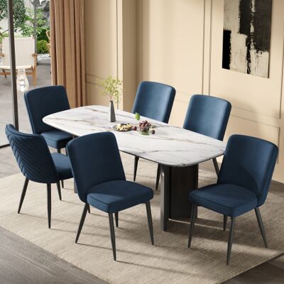 XISRENS 6 Sedie Da Pranzo, Comode E Traspiranti, Adatte A Sale Da Pranzo, Soggiorni, Caffè, Ecc., Stile Moderno, Tessuto In Velluto, Blu Scuro XISRENS 6 Sedie Da Pranzo, Comode E Traspiranti, Adatte A Sale Da Pranzo, Soggiorni, Caffè, Ecc., Stile Moderno, Tessuto In Velluto, Blu Scuro