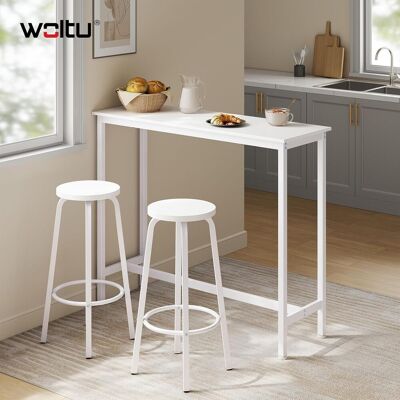 WOLTU Set Tavolo Da Bar Con 2 Sgabelli Alto, Mobili Per Cucina E Sala Da Pranzo In Acciaio Legno Bianco WOLTU Set Tavolo Da Bar Con 2 Sgabelli Alto, Mobili Per Cucina E Sala Da Pranzo In Acciaio Legno Bianco