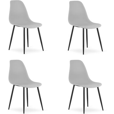 AKORD Sedia Wat Grigia / Gambe Nere X 4 AKORD Sedia Wat Grigia / Gambe Nere X 4