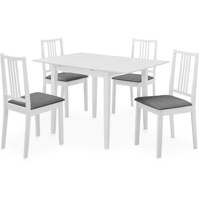 vidaXL Set da pranzo estensibile 5 pezzi MDF Bianco - Set da pranzo vidaXL Set da pranzo estensibile 5 pezzi MDF Bianco - Set da pranzo