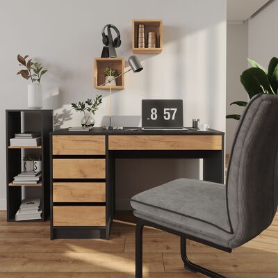 Vicco Scrivania Sherry, Antracite/rovere Dorato, 55 X 120 Cm Con Cassetti, Vicco Scrivania Sherry, Antracite/rovere Dorato, 55 X 120 Cm Con Cassetti,