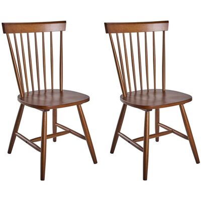 BELIANI Set Di 2 Sedie Da Pranzo In Legno Massello Di Gomma, Stile Rustico Marrone, Con Schienale A Spalliera, Burges BELIANI Set Di 2 Sedie Da Pranzo In Legno Massello Di Gomma, Stile Rustico Marrone, Con Schienale A Spalliera, Burges
