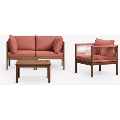 SKLUM Set Da Soggiorno Con Divano Modulare A 2 Pezzi Con Braccioli, Poltrona E Tavolino In Legno Di Acacia Branson SKLUM Set Da Soggiorno Con Divano Modulare A 2 Pezzi Con Braccioli, Poltrona E Tavolino In Legno Di Acacia Branson