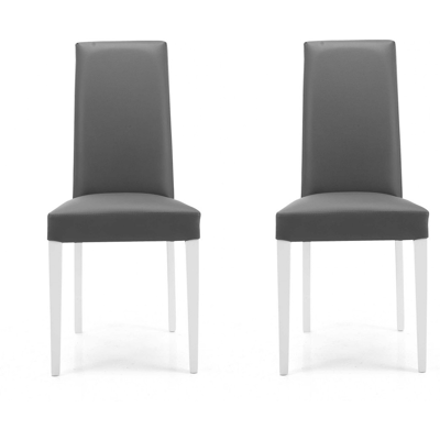 CAPODARTE Sedia In Ecopelle Antracite Con Gambe Verniciate Bianco Mod. Denver Set Da 2 Pezzi CAPODARTE Sedia In Ecopelle Antracite Con Gambe Verniciate Bianco Mod. Denver Set Da 2 Pezzi