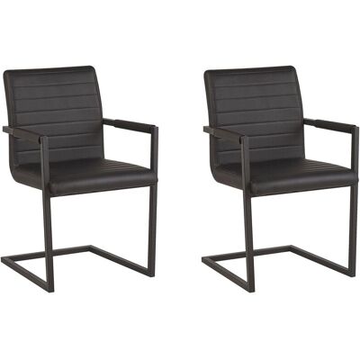 BELIANI Set Di 2 Sedie Da Conferenza Sbalzo In Ecopelle Imbottita Nera Stile Moderno Buford BELIANI Set Di 2 Sedie Da Conferenza Sbalzo In Ecopelle Imbottita Nera Stile Moderno Buford