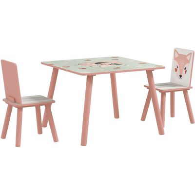 YULINLAND Tavolo Bambini Con 2 Sedie, Set Per Bimbi 3–6 Anni, Rosa 60×60×44 Cm YULINLAND Tavolo Bambini Con 2 Sedie, Set Per Bimbi 3–6 Anni, Rosa 60×60×44 Cm