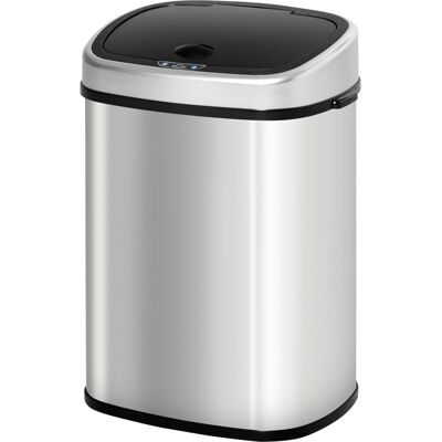 Zone Cestino Automatico Con Sensore Di Presenza Da 48 Litri, In Acciaio Inox Impermeabile, Adatto A Cucine, Uffici E Camere Da Letto, Colore Argento. Zone Cestino Automatico Con Sensore Di Presenza Da 48 Litri, In Acciaio Inox Impermeabile, Adatto A Cucine, Uffici E Camere Da Letto, Colore Argento.