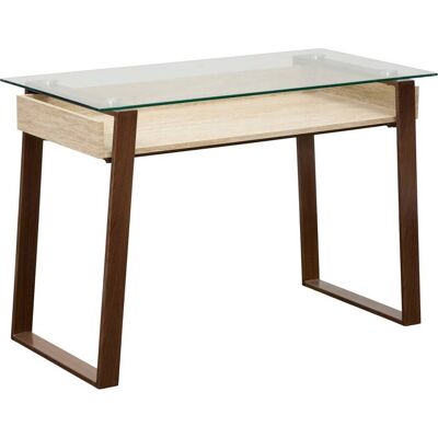ATMOSPHERA Scrivania Rettangolare Con Piano In Vetro Ariro 55x110 Cm, Beige E Marrone - Créateur D'Intérieur ATMOSPHERA Scrivania Rettangolare Con Piano In Vetro Ariro 55x110 Cm, Beige E Marrone - Créateur D'Intérieur