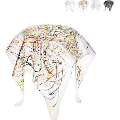 Multiplex Tavolino Alto Rotondo Di Design In Plexiglass Trasparente Drappeggi - Trasparente Multicolor Multiplex Tavolino Alto Rotondo Di Design In Plexiglass Trasparente Drappeggi - Trasparente Multicolor