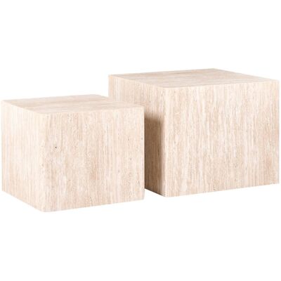 BELIANI Set Di 2 Tavolini Da Salotto Quadrati In Mdf Effetto Travertino Tero BELIANI Set Di 2 Tavolini Da Salotto Quadrati In Mdf Effetto Travertino Tero