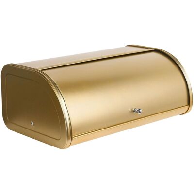BELIANI Portapane In Metallo In Acciaio Inossidabile Con Coperchio Avvolgibile 45 X 26 X 17 Cm Oro Delectation BELIANI Portapane In Metallo In Acciaio Inossidabile Con Coperchio Avvolgibile 45 X 26 X 17 Cm Oro Delectation