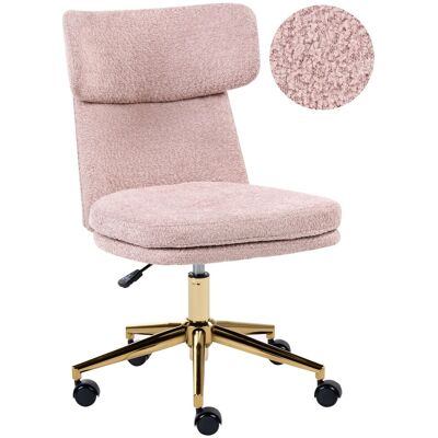BELIANI Sedia Da Ufficio Imbottita Boucle Senza Braccioli Completamente Girevole Con Regolazione Dell'altezza Del Sedile Rosa Pastello Granby BELIANI Sedia Da Ufficio Imbottita Boucle Senza Braccioli Completamente Girevole Con Regolazione Dell'altezza Del Sedile Rosa Pastello Granby