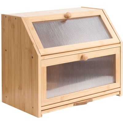 BELIANI Contenitore Decorativo Per Il Pane A Due Ripiani In Bambù Con Tagliere A Pannelli Scanalati, 42 X 25 X 35 Cm, Marrone Chiaro Croquant BELIANI Contenitore Decorativo Per Il Pane A Due Ripiani In Bambù Con Tagliere A Pannelli Scanalati, 42 X 25 X 35 Cm, Marrone Chiaro Croquant