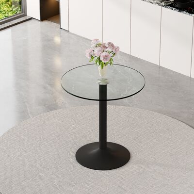 HAUSS SPOLE Tavolino Rotondo Da Bar Ø89xh92 Cm, Tavolino Da Caffè Per Soggiorno, Piano In Vetro Temperato, Base In Metallo Nero, Trasparente HAUSS SPOLE Tavolino Rotondo Da Bar Ø89xh92 Cm, Tavolino Da Caffè Per Soggiorno, Piano In Vetro Temperato, Base In Metallo Nero, Trasparente