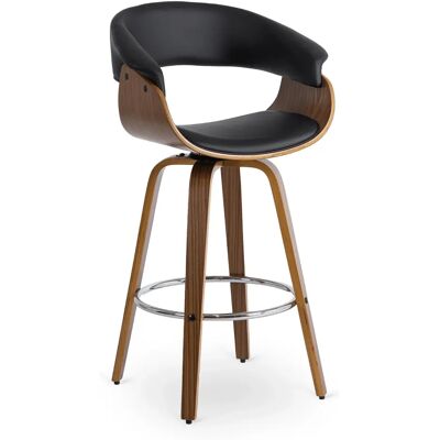 OEM Sgabello Da Pranzo Girevole In Legno Curvato, Colore Jersey Black/noce Loft OEM Sgabello Da Pranzo Girevole In Legno Curvato, Colore Jersey Black/noce Loft
