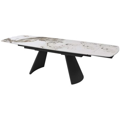 DIMO Tavolo Allungabile Finlay 200 – 280 X 100 H 76 Cm – Piano In Ceramica Beige Marrone Con Gambe Nere DIMO Tavolo Allungabile Finlay 200 – 280 X 100 H 76 Cm – Piano In Ceramica Beige Marrone Con Gambe Nere