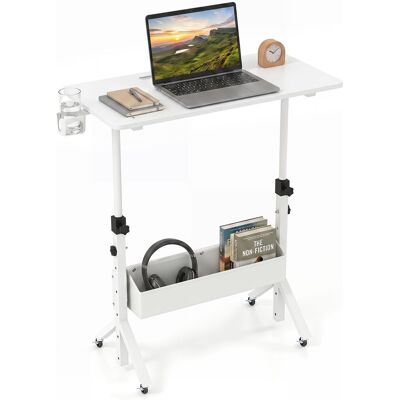 COSTWAY Scrivania Regolabile In Altezza 70-117cm Salvaspazio (bianco) COSTWAY Scrivania Regolabile In Altezza 70-117cm Salvaspazio (bianco)