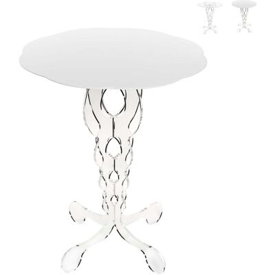 Multiplex Tavolino Alto Rotondo 50cm Da Salotto In Plexiglass Trasparente Arabesco Medium - Bianco Multiplex Tavolino Alto Rotondo 50cm Da Salotto In Plexiglass Trasparente Arabesco Medium - Bianco